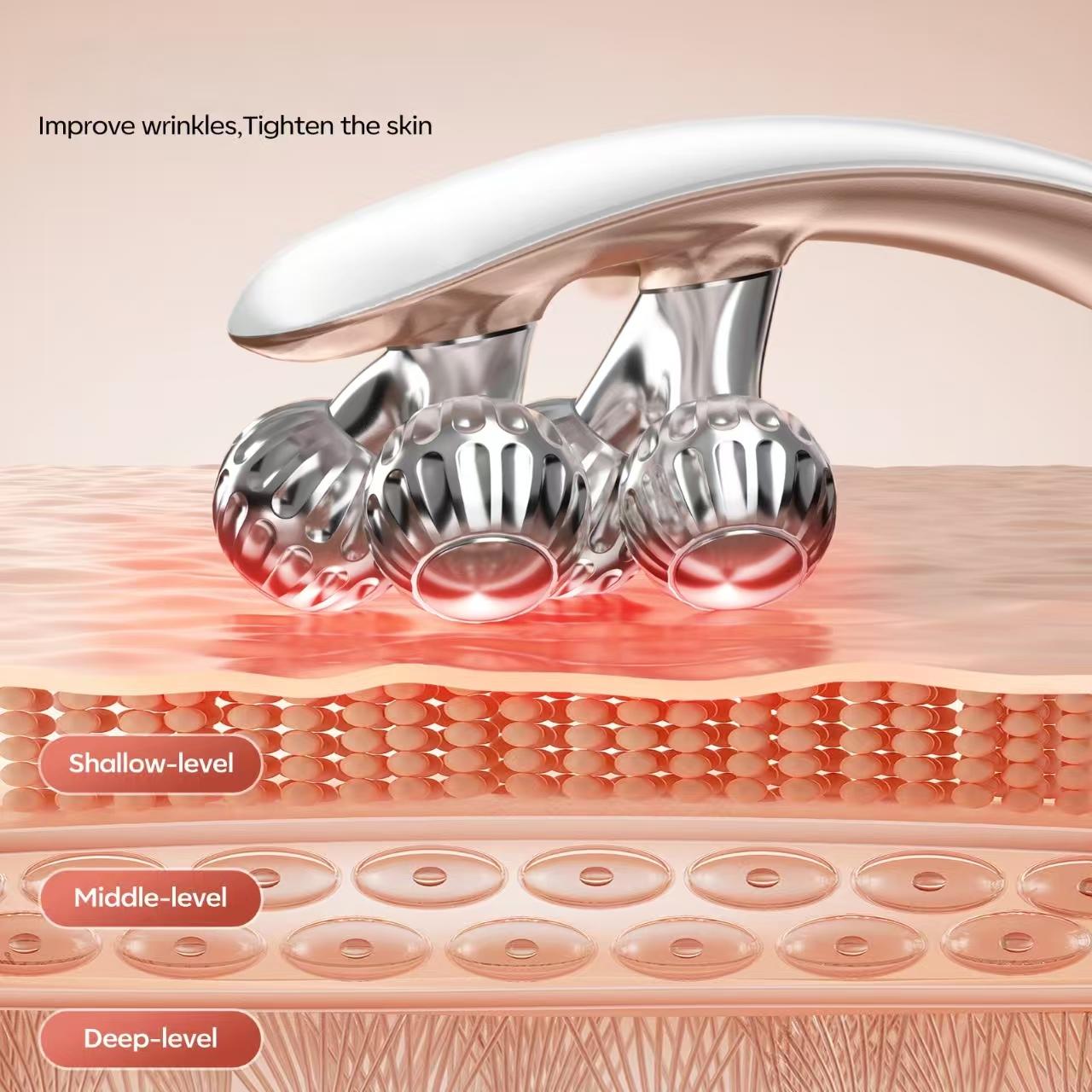 Facial Massager Face and Neck|Shaper & Slimmer for Women|Puffiness Reduction & Improved Circulation|Lymphatic Contour Face Brush Face Roller Lymphatic Drainage|Rechargeable for Home & Travel Use