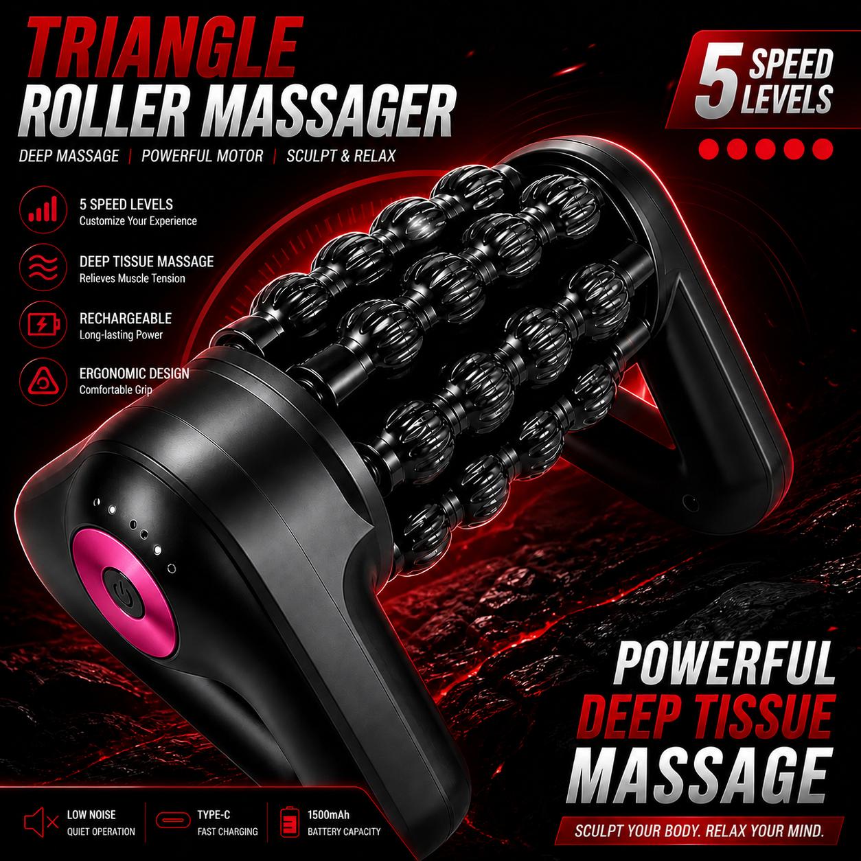 Triangle Massage Roller for Shoulders Back and Legs Deep Tissue Muscle Relief Home Recovery