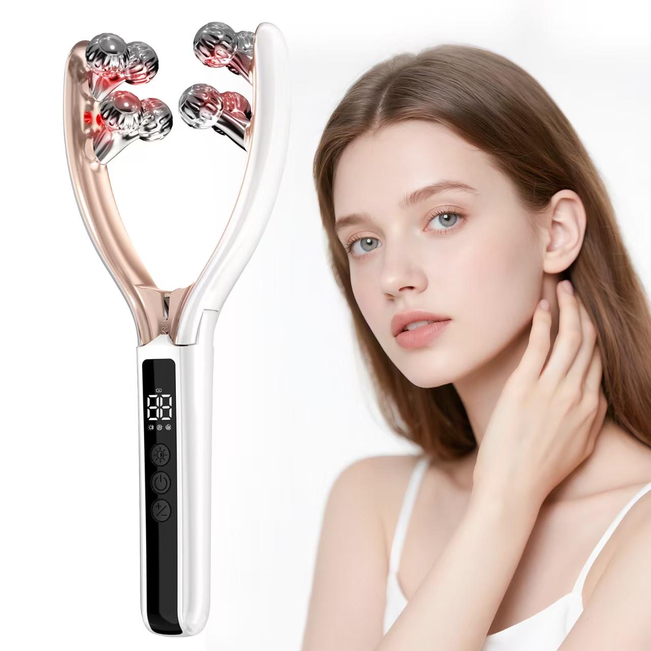 Facial Massager Face and Neck|Shaper & Slimmer for Women|Puffiness Reduction & Improved Circulation|Lymphatic Contour Face Brush Face Roller Lymphatic Drainage|Rechargeable for Home & Travel Use