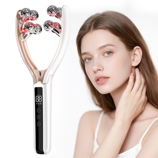 Facial Massager Face and Neck|Shaper & Slimmer for Women|Puffiness Reduction & Improved Circulation|Lymphatic Contour Face Brush Face Roller Lymphatic Drainage|Rechargeable for Home & Travel Use