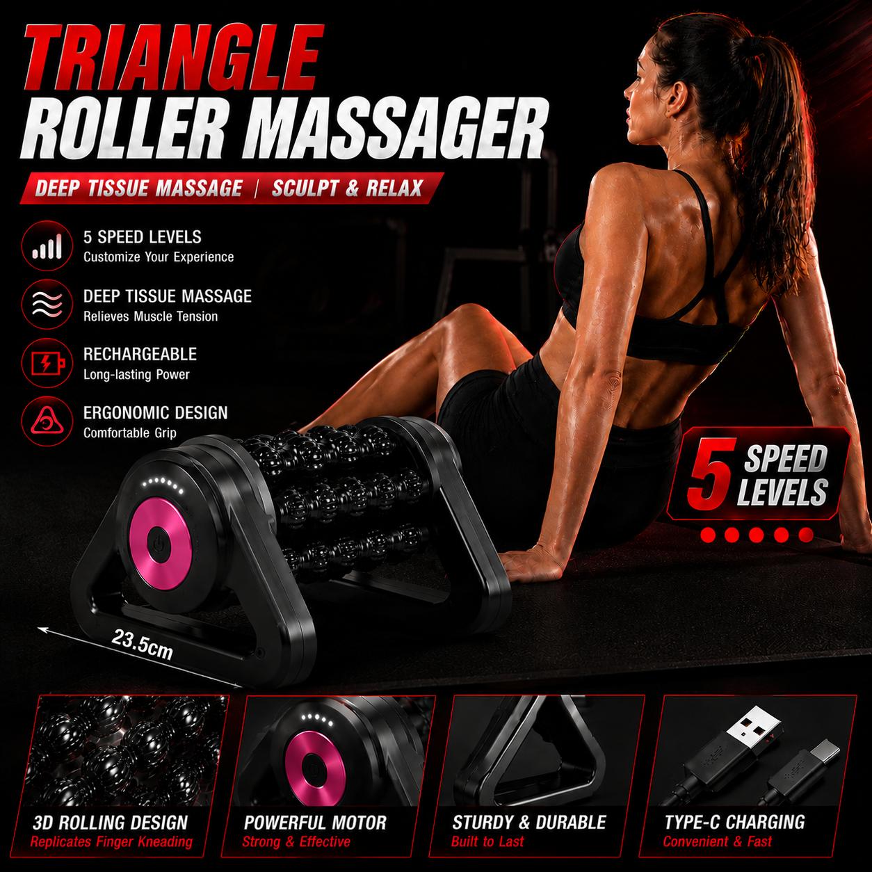 Triangle Massage Roller for Shoulders Back and Legs Deep Tissue Muscle Relief Home Recovery