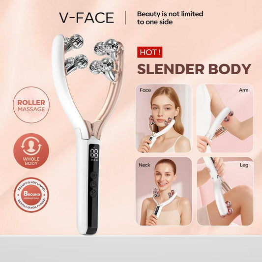 Facial Massager Face and Neck|Shaper & Slimmer for Women|Puffiness Reduction & Improved Circulation|Lymphatic Contour Face Brush Face Roller Lymphatic Drainage|Rechargeable for Home & Travel Use