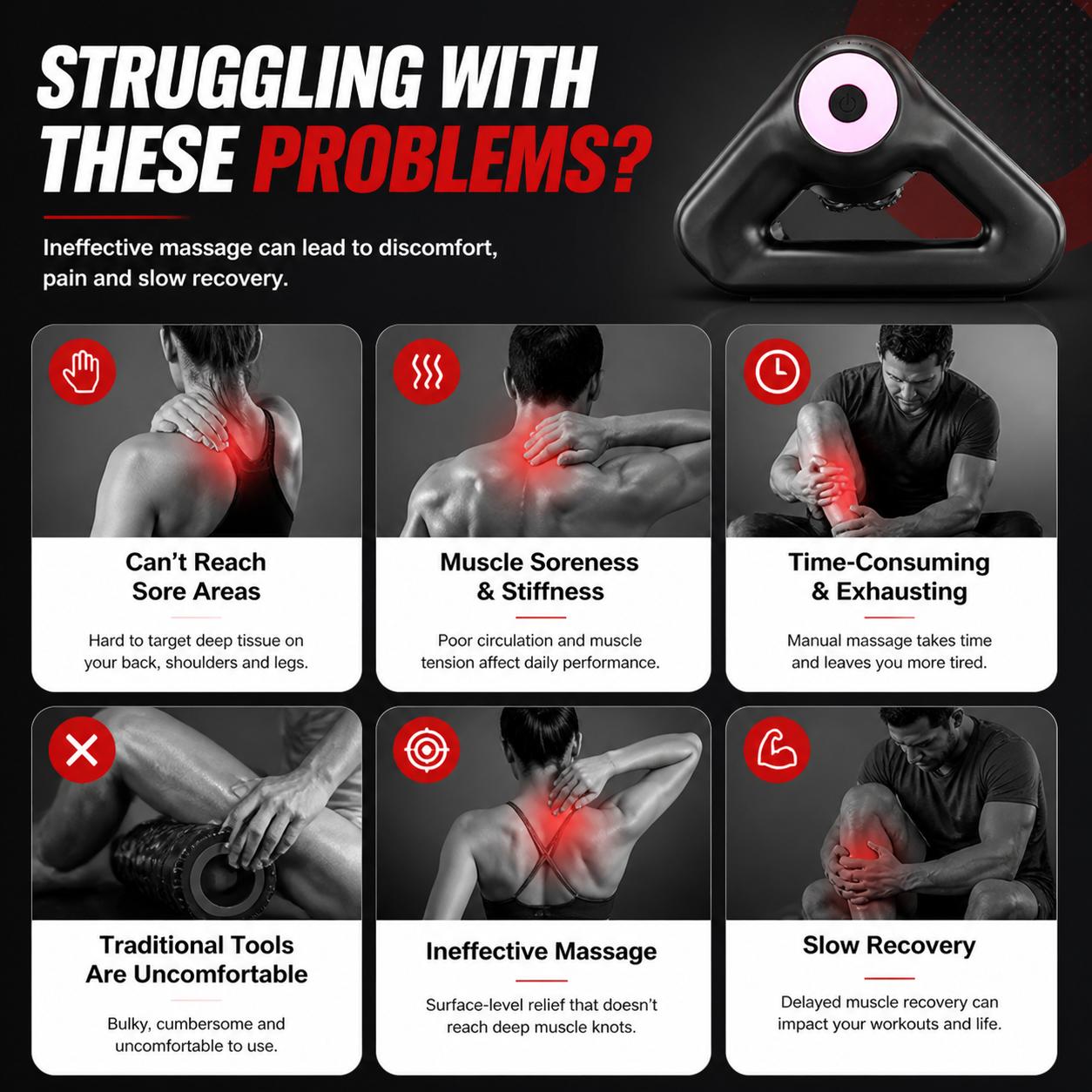 Triangle Massage Roller for Shoulders Back and Legs Deep Tissue Muscle Relief Home Recovery