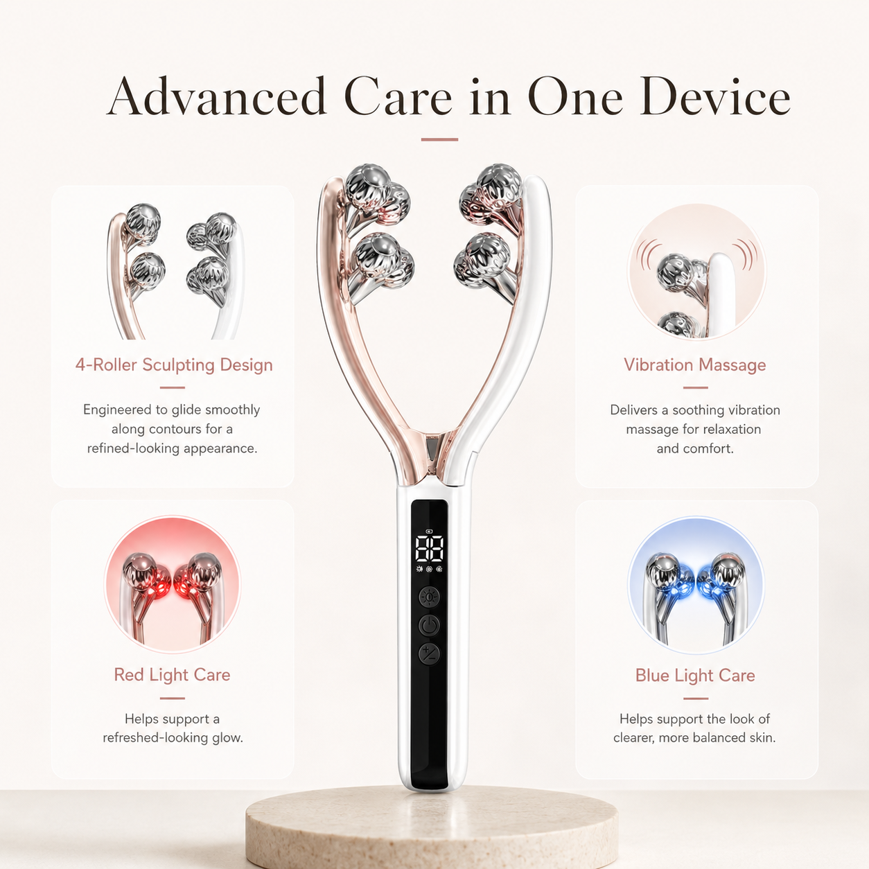 Facial Massager Face and Neck|Shaper & Slimmer for Women|Puffiness Reduction & Improved Circulation|Lymphatic Contour Face Brush Face Roller Lymphatic Drainage|Rechargeable for Home & Travel Use